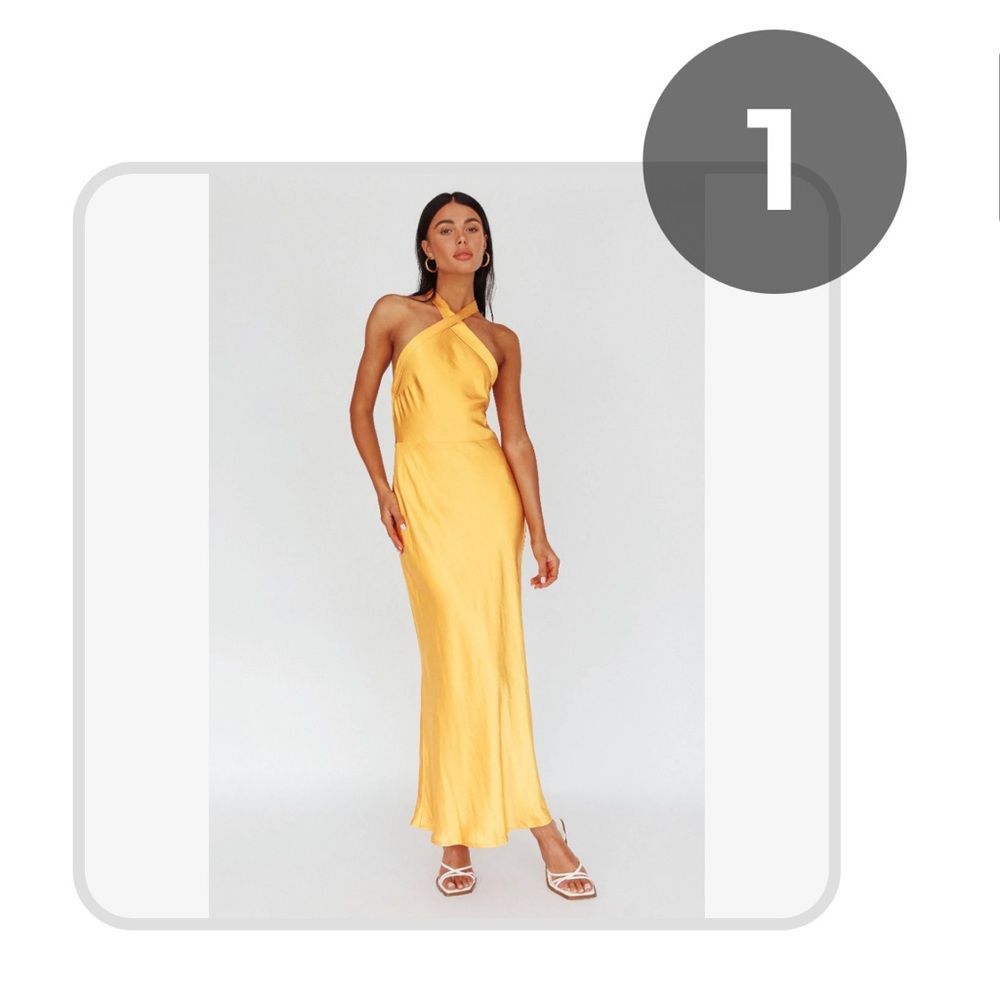 Selfie Leslie Orange/Yellow silk Maxi dress. Size large. Never worn